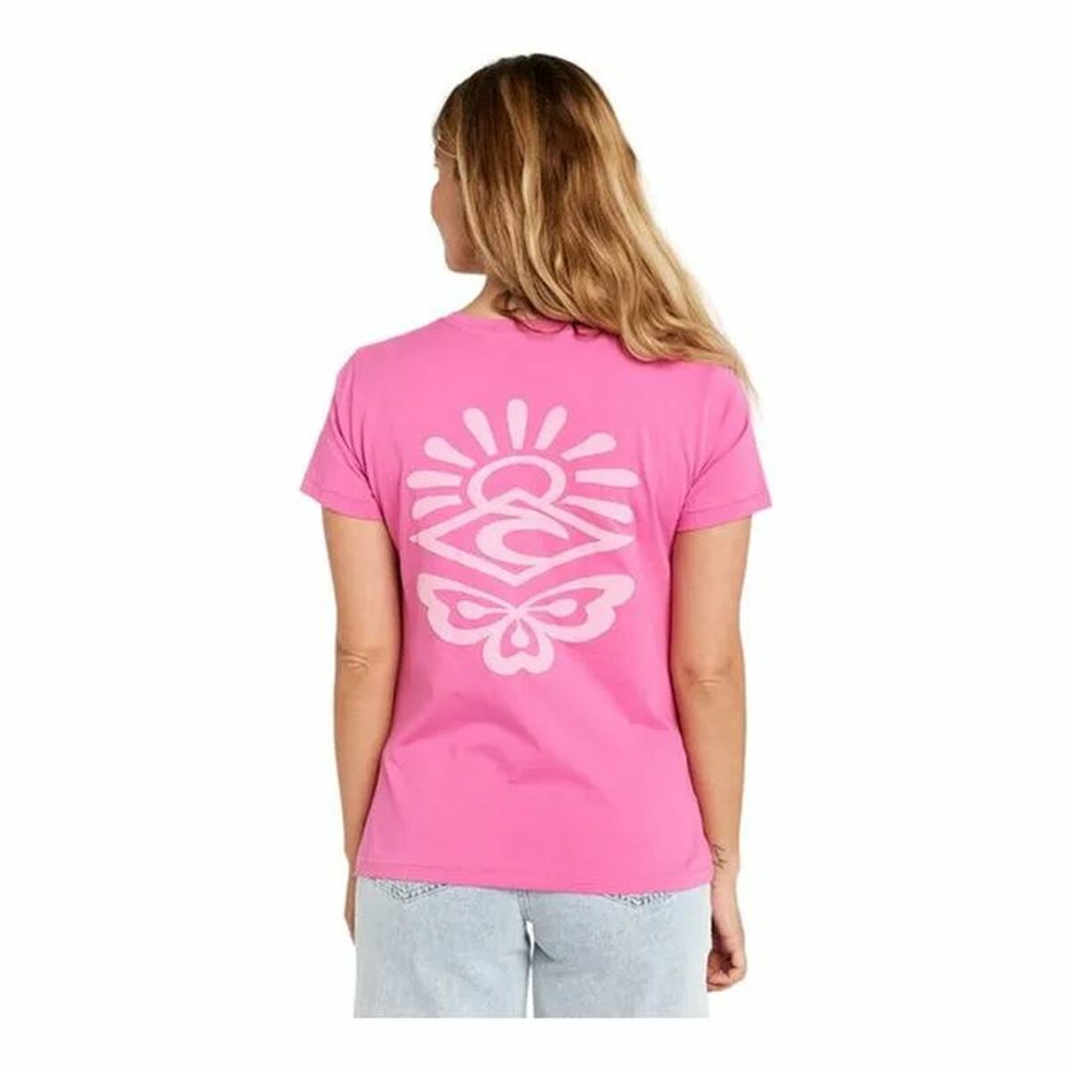 Rip Curl Women’s Short Sleeve T-Shirt Rip Curl Re-Entry Crew Tee Pink Fuchsia
