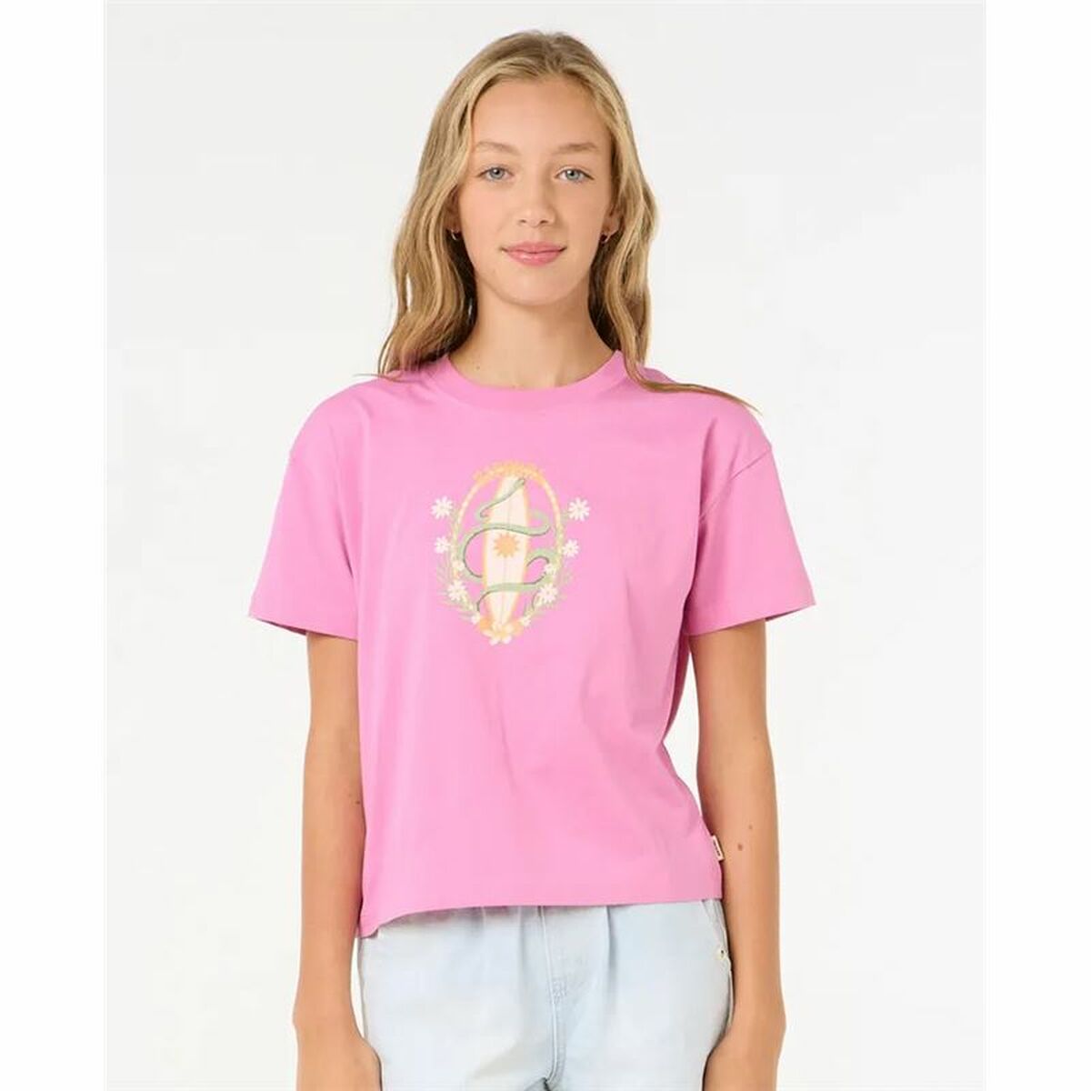 Rip Curl Child's Short Sleeve T-Shirt Rip Curl Island Surf Crop Pink