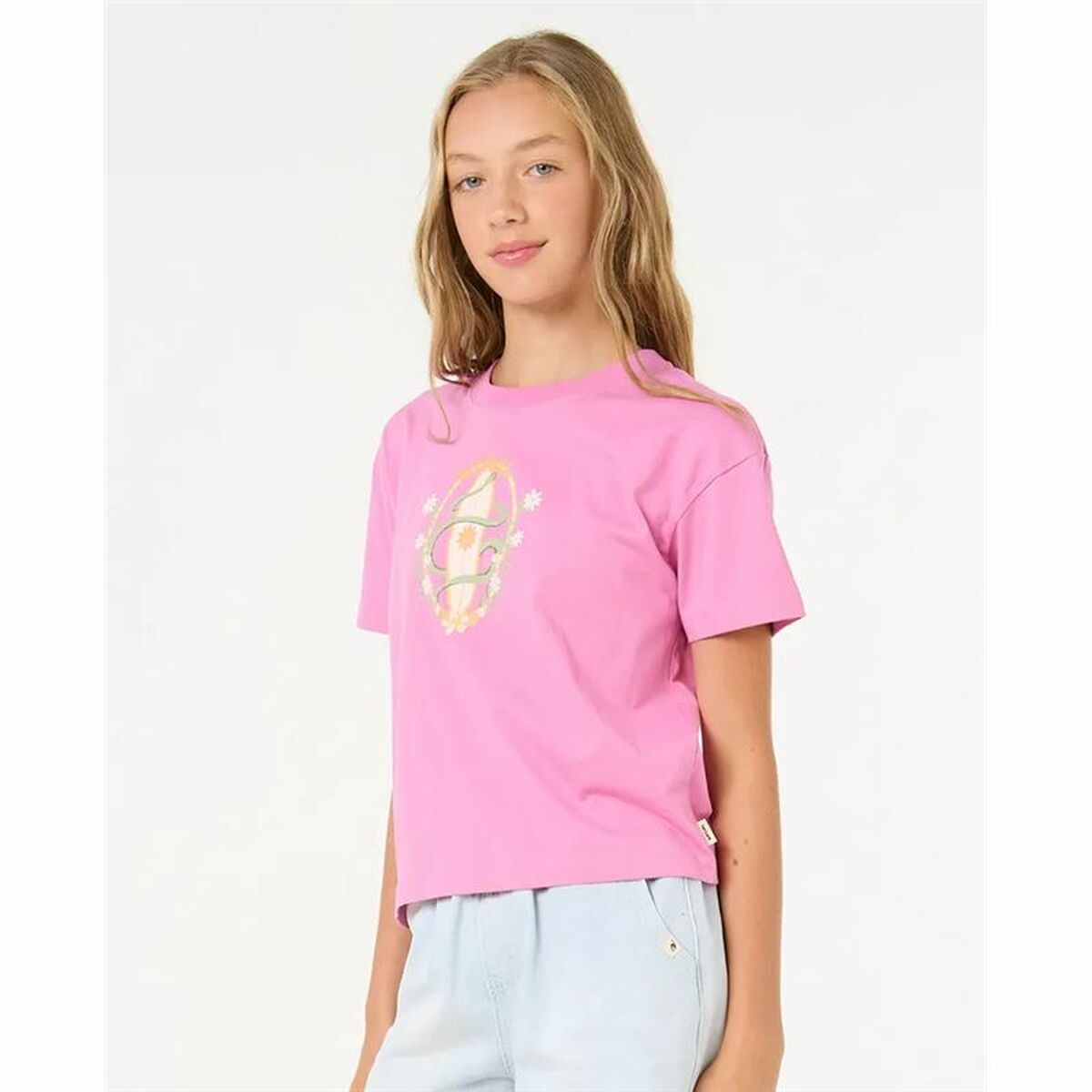 Rip Curl Child's Short Sleeve T-Shirt Rip Curl Island Surf Crop Pink