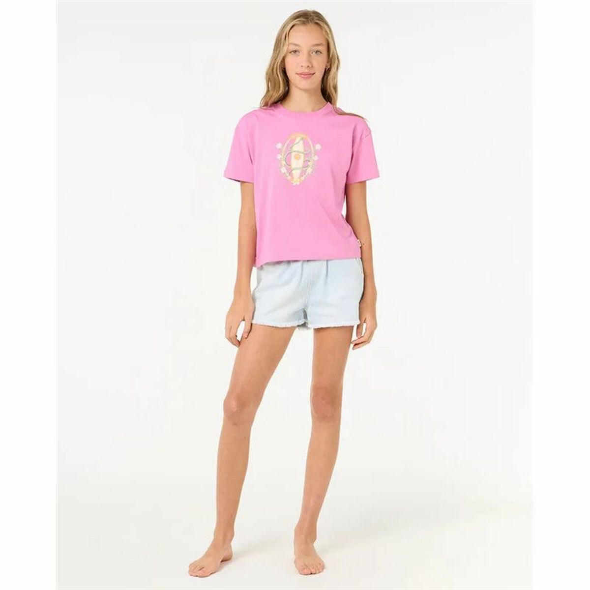 Rip Curl Child's Short Sleeve T-Shirt Rip Curl Island Surf Crop Pink