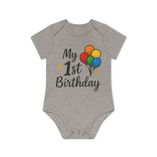 My 1st Birthday Organic Baby Bodysuit, Baby Shower Gift, First Birthday Outfit, Cute Baby Clothes, Eco-Friendly Baby Wear