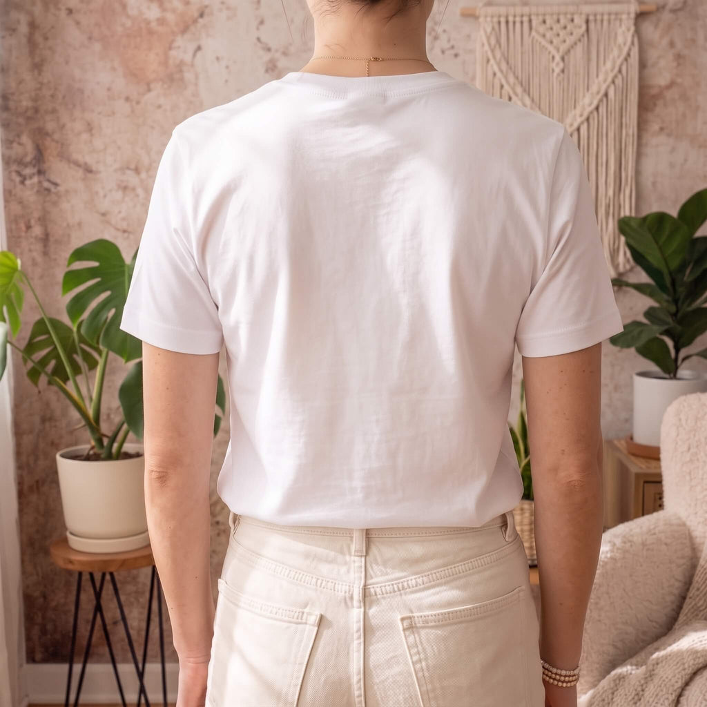 Бяла дамска памучна тениска Kiksy с черен надпис Hot Mess Blessed за майки