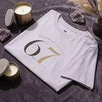 Kiksy My Patience Level is 6.7 lilac slogan t-shirt for women folded