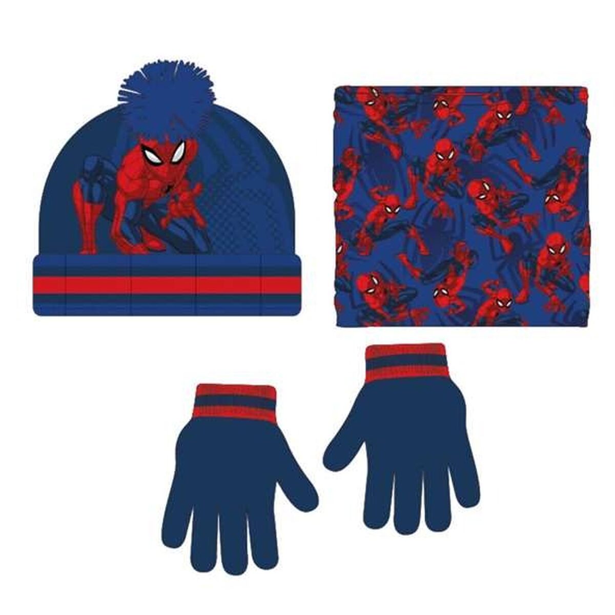 Spider-Man Hat, Scarf And Gloves Spider-Man 2-8 Years