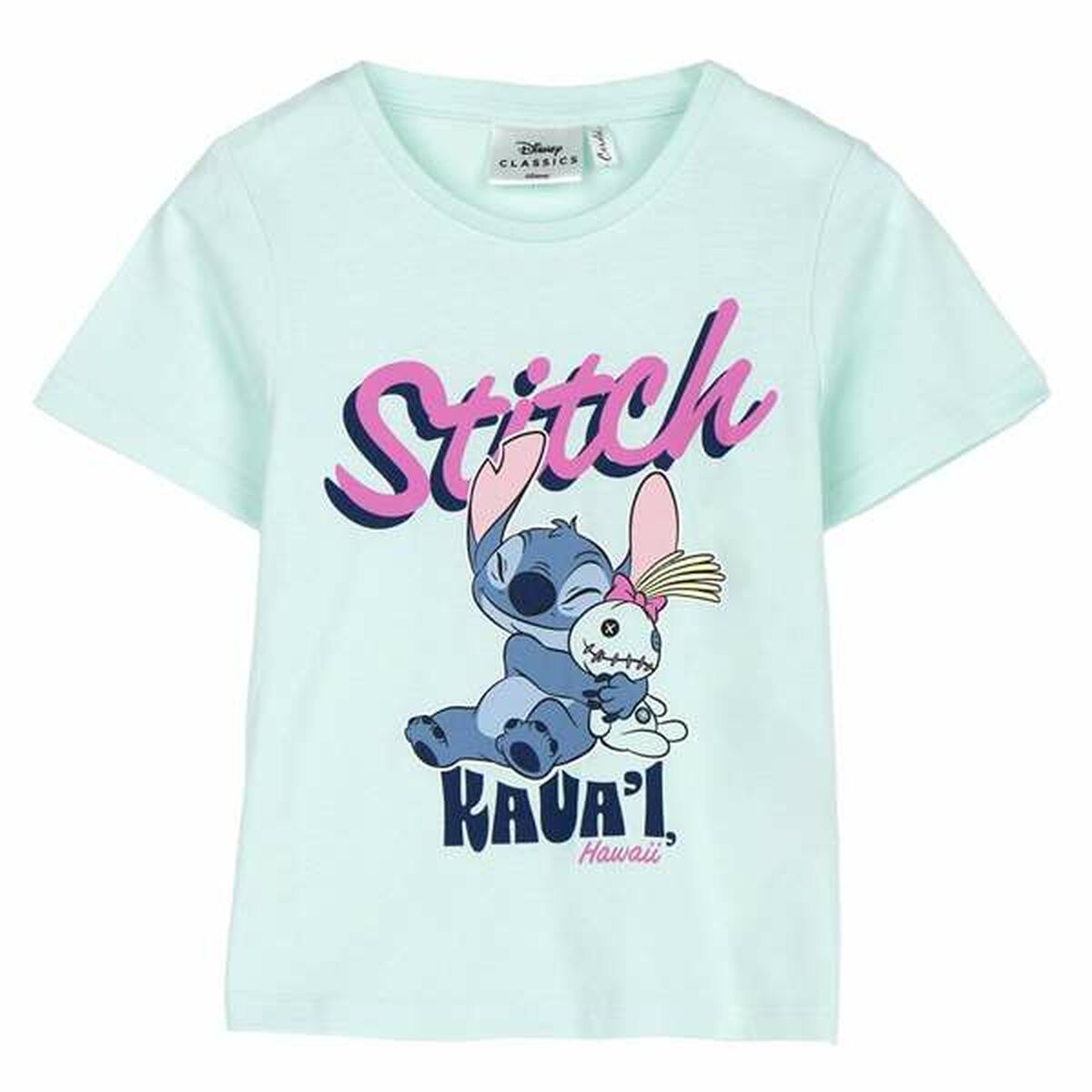 Stitch Child's Short Sleeve T-Shirt Stitch Green Turquoise
