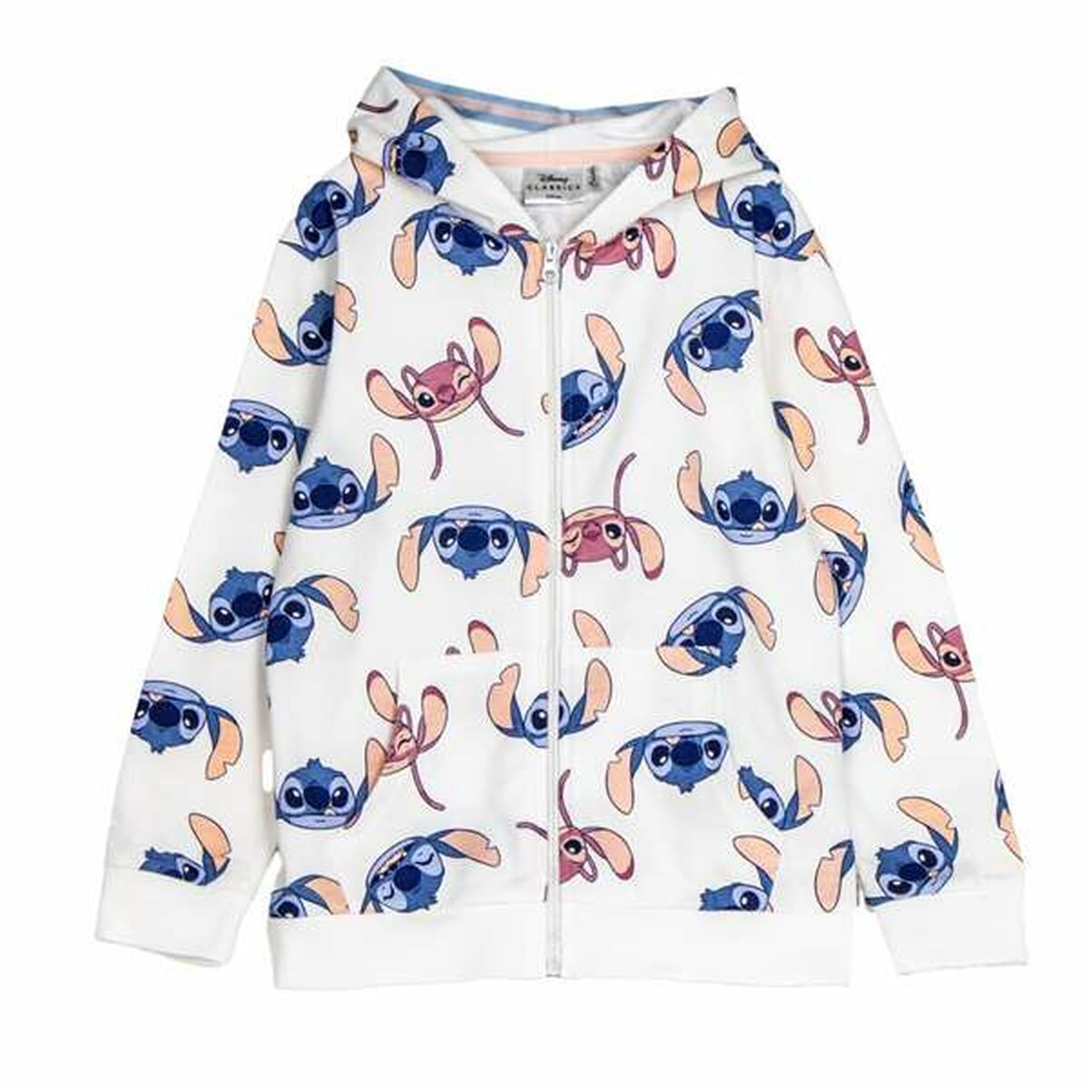 Stitch Hooded Sweatshirt For Girls Stitch Beige