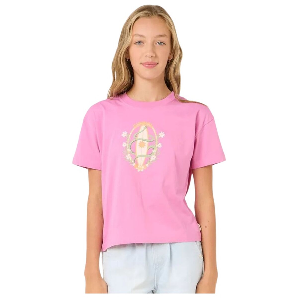 Rip Curl Child's Short Sleeve T-Shirt Rip Curl Island Surf Crop Pink